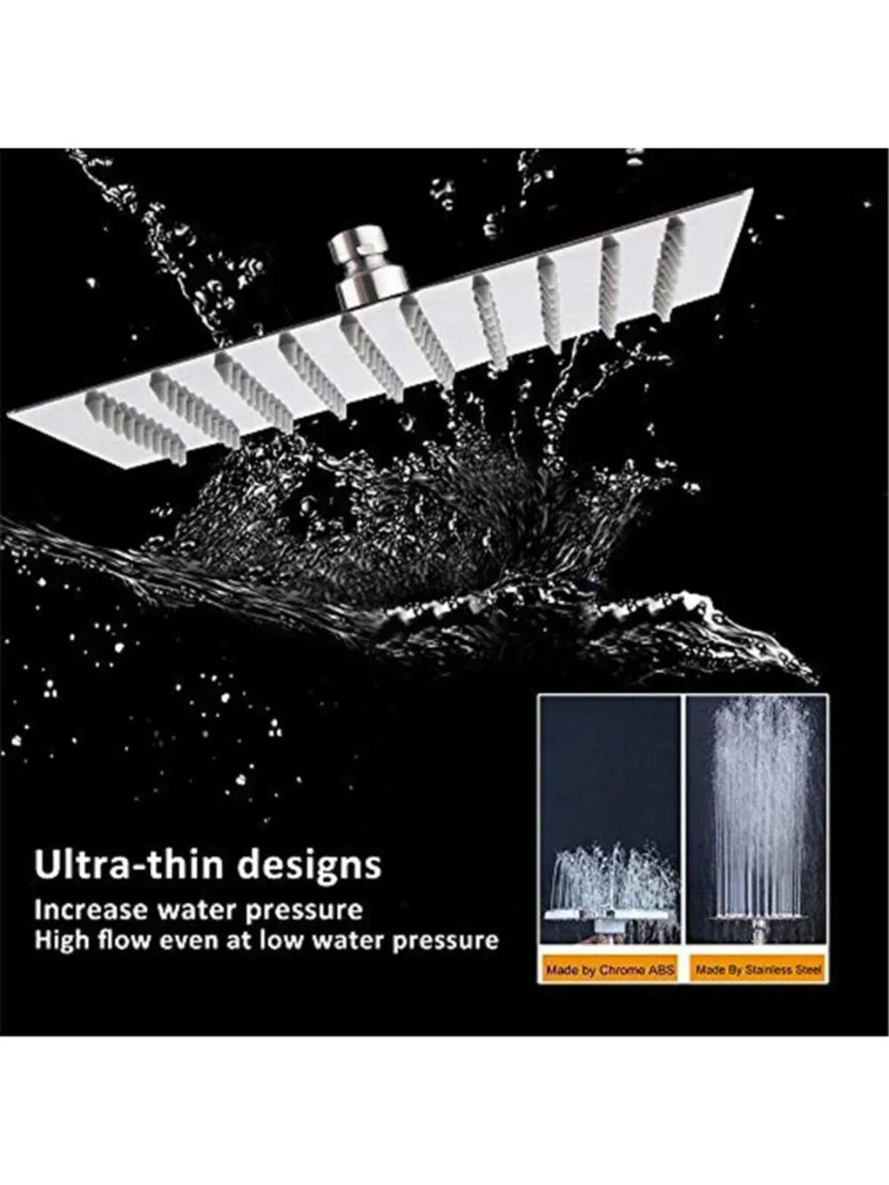Rain Shower Head High Flow Stainless Steel Square Rainfall Shower 8 Inches
